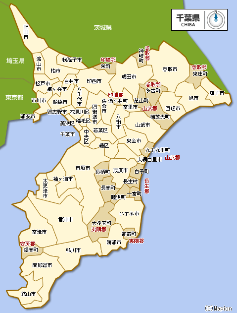 千葉県対応エリア(不用品回収・粗大ゴミ）