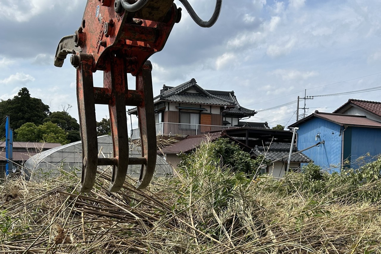 千葉の山林地区や竹藪の地下茎ごと伐根作業