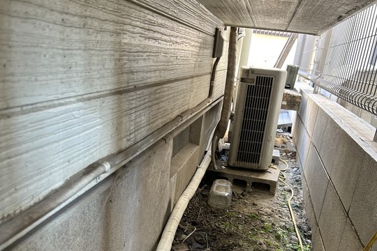 配管もエアコン本体から６M、冷媒管延長